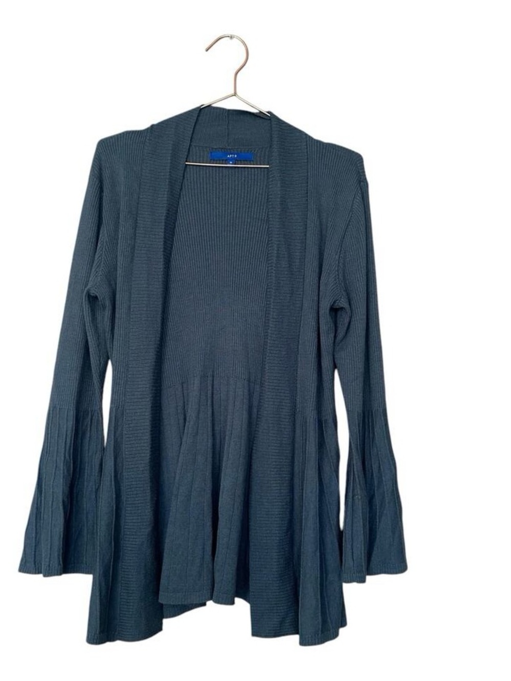Apt. 9 Women's Slate-Blue Open Cardigan with Flared Hem